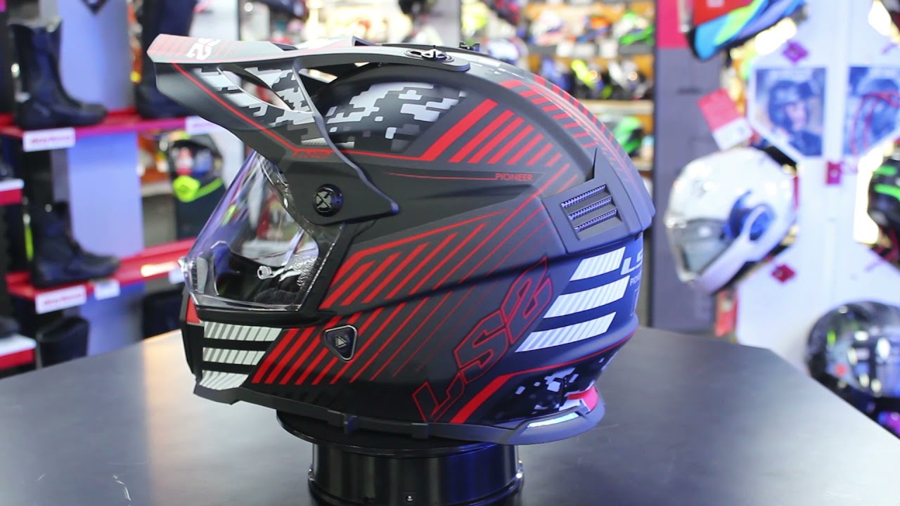 LS2 MX436 Pioneer Evo Saturn Off Road Helmet (Matt Black/Red