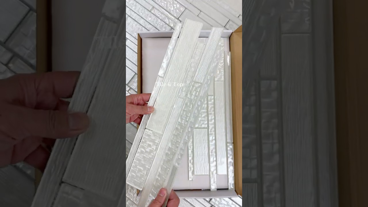 Pure Glass Random Strip Mosaic – Bright & Modern Tile for Kitchen Backsplash!