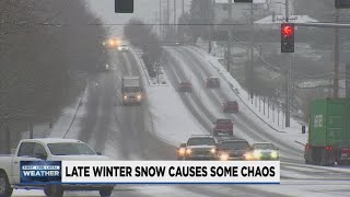 Late winter snow causes some chaos on roadways