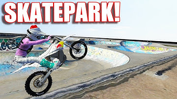 RIDING A STARK VARG AT A HUGE SKATEPARK!! (MXBIKES)