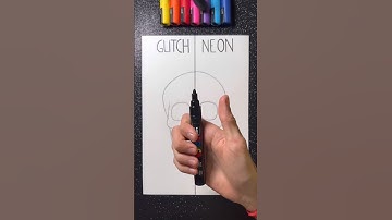 Glitch vs Neon! 💀 #shorts #art #skull