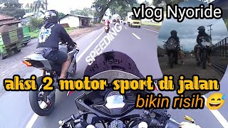 Aksi honda CBR vs yamaha R_one 5vva di jalanan🔥bikin heboh‼️😅