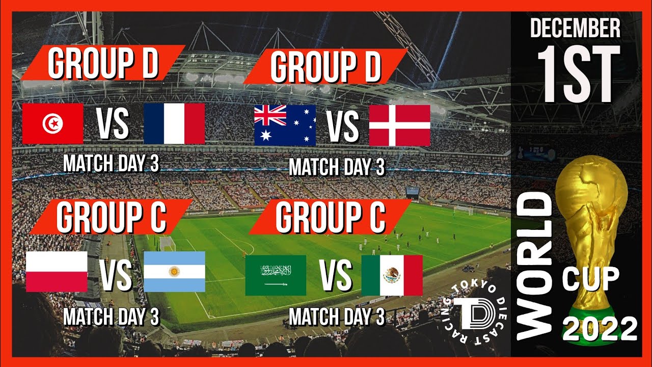 World Cup Tunisia vs France Australia vs Denmark Poland vs Argentina SaudiArabia vs Mexico