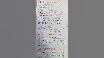 Simple Example of SQL Statements l SELECT l UPDATE l DELETE l CREATE l ALTER l DROP Table #shorts