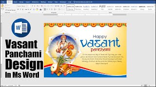Vasant Panchami Wishes Card Design in Ms Word || Saraswati Puja Design in Ms Word screenshot 3