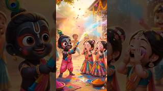 baby Jagannath playing holi with friend"s #cutebaby #love #ai #aitools #shorts #tech #videocreation
