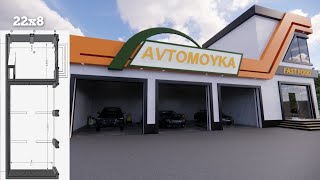 Avtomoyka va Fast food  proyekti va dizayni | Проект автомойки