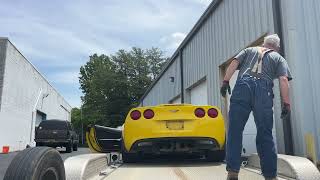 Loading C6 Z06 onto a flat deck trailer