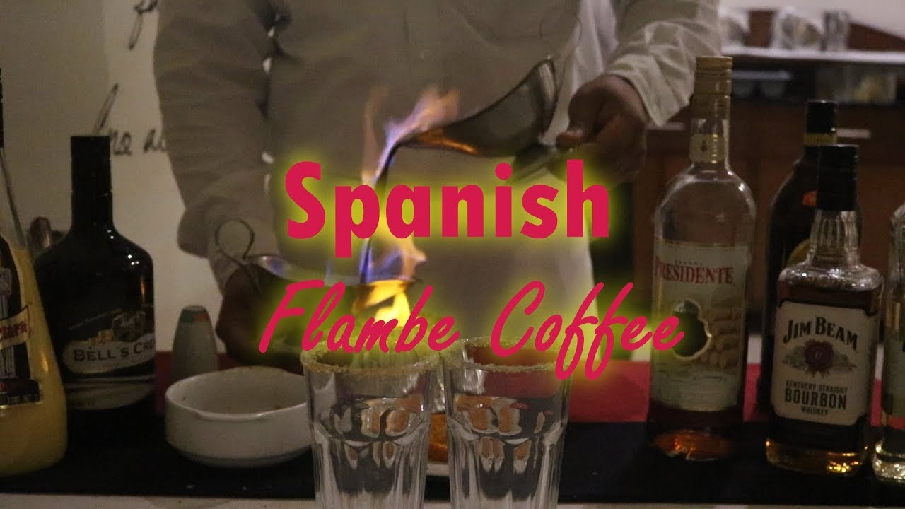 Flaming Waterfall of Spanish Coffee in Mexico