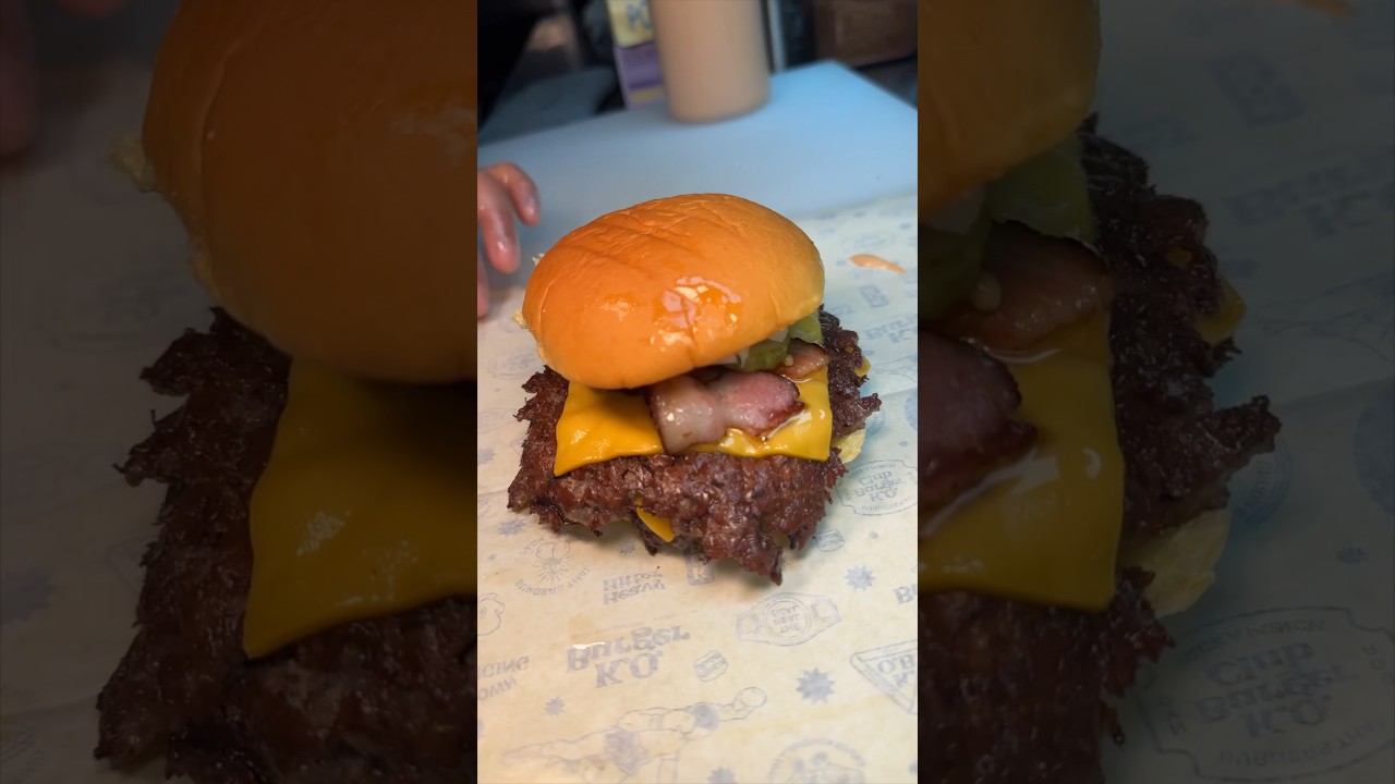The MEATY BOY BURGER from KO Burger in NYC! One of the best smash burgers in the city! #DEVOURPOWER