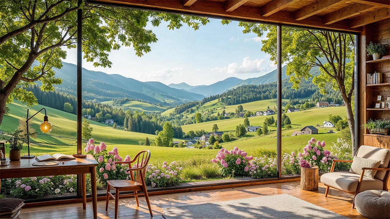 Morning Spring Jazz 🌸 Gentle Jazz Music at Cozy Outdoor Coffee Shop Ambience for Mood Booster, Study