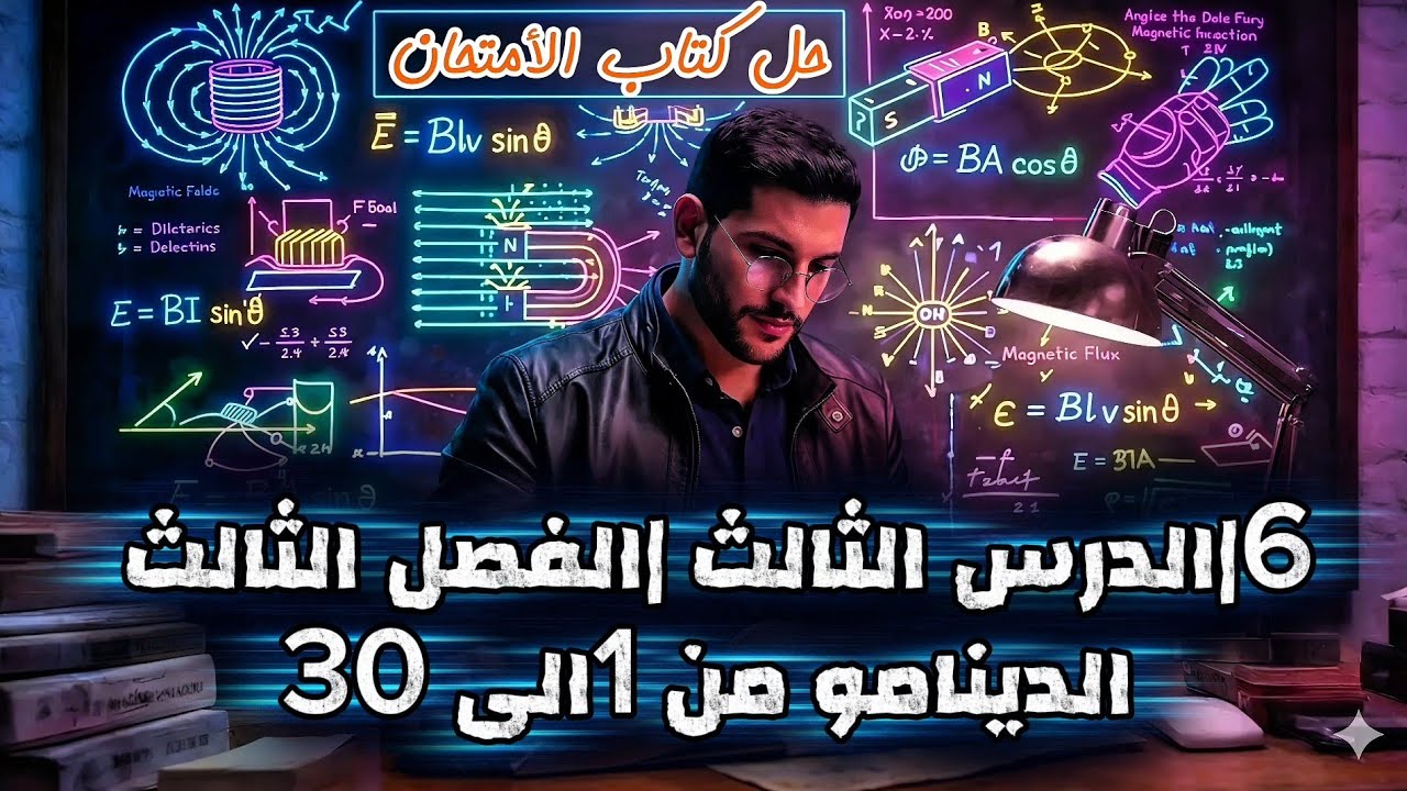 6|الفصل الثالث الحث الكهرومغناطيسى|الدينامو من 1الى 30مع الشمهندز 