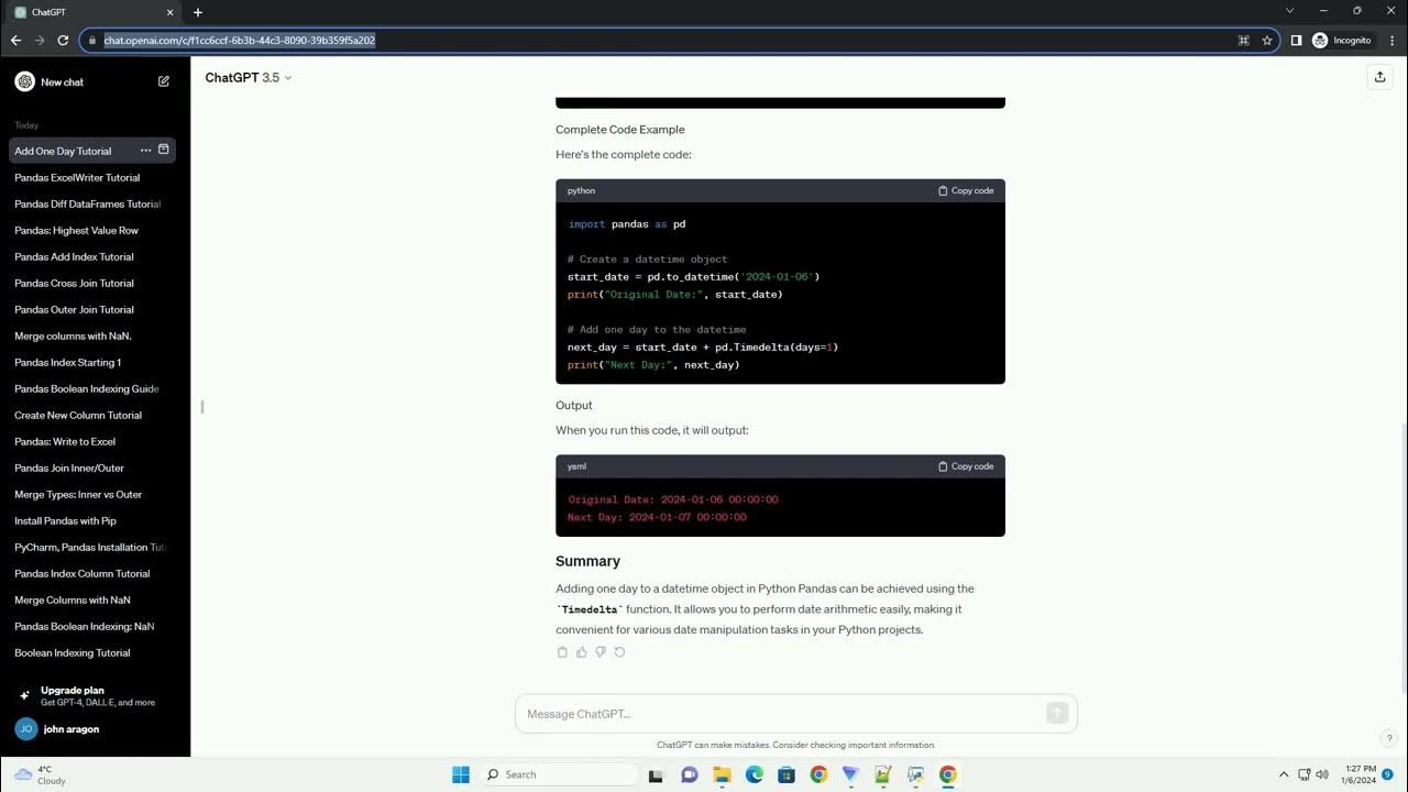 Add one day to datetime python pandas youtube