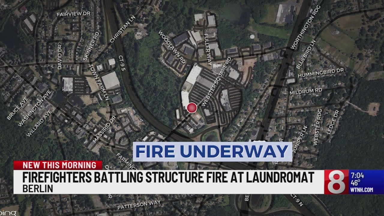 Crews battle fire at Berlin strip mall - YouTube