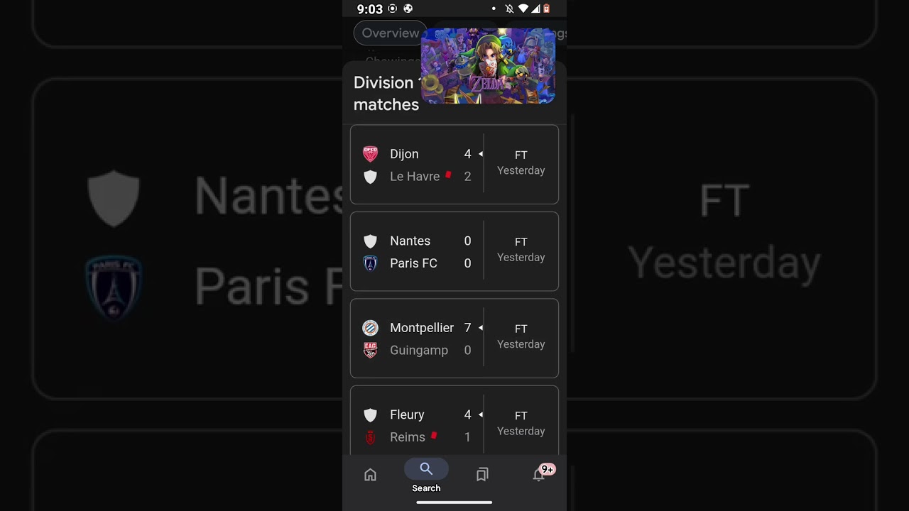 Division 1 Feminine Football Scores 