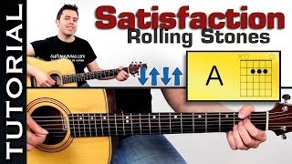 como tocar: Rolling Stones Satisfaction en guitarra tutorial completo super facil! chords