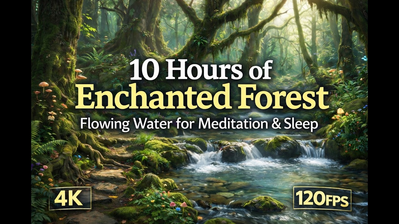 Enchanted Forest River Sounds: 10 Hours of Deep Relaxation | 4K 120FPS (No Music)