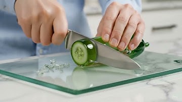 AI ASMR cutting a glass cucumber with Veo 3