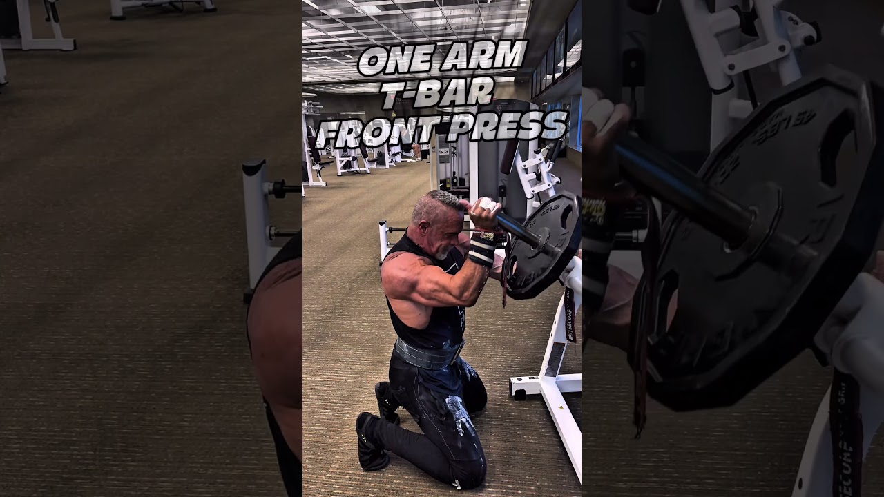 ONE ARM T-BAR FRONT PRESS FOR SHOULDERS #workout #motivation #muscle #workouttips #shoulders