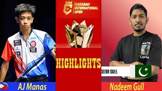 Aj Manas Tpe Vs Nadeem Gull Pak Highlights 2026 Carabao International Open