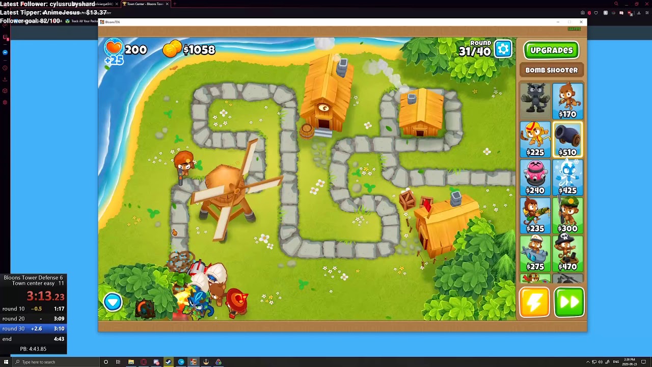 BTD6 Town center easy speed run in 442.91 YouTube