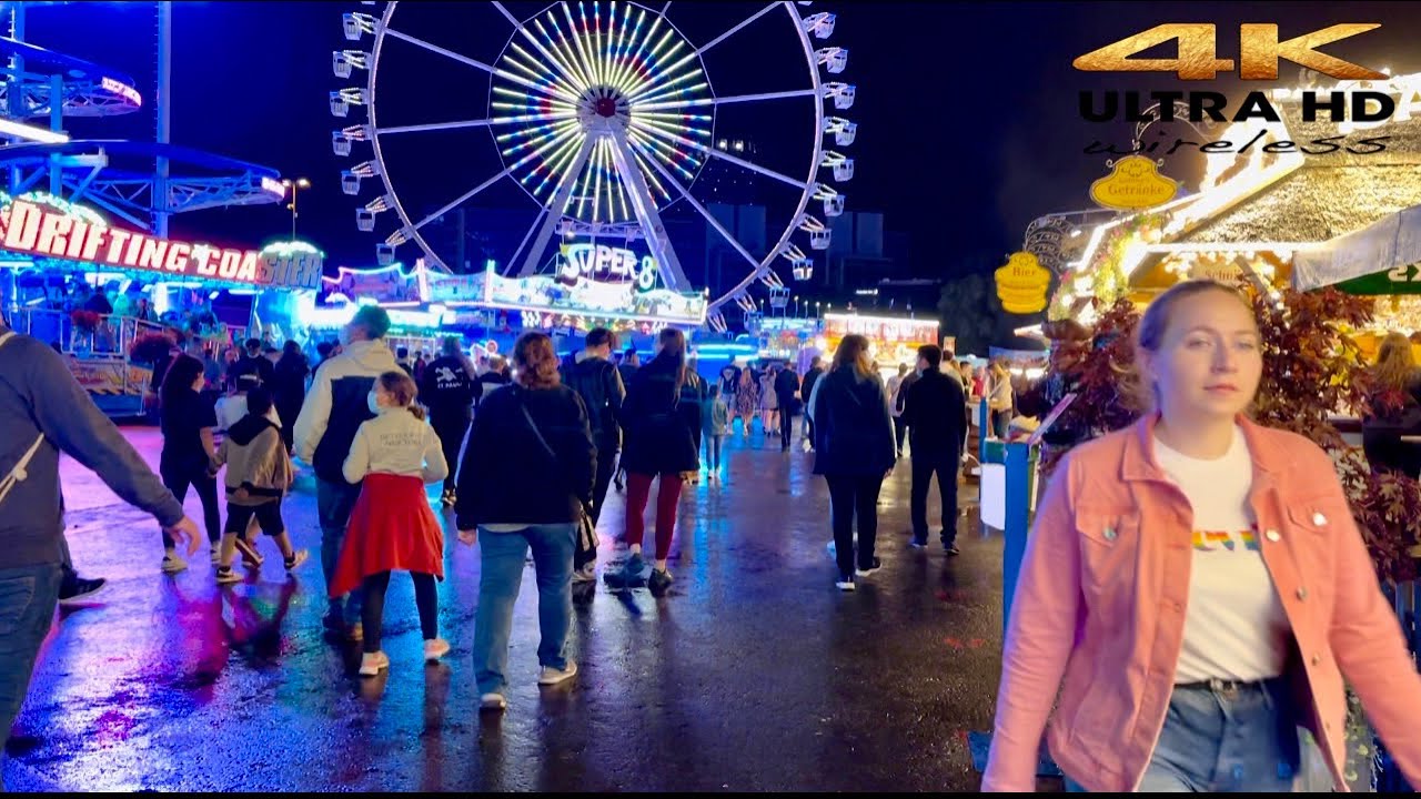 [ 4K HDR] Dom Hamburg Festival Night Walking Tour Part 2. Hamburg city 🌆 Germany 🇩🇪 2021