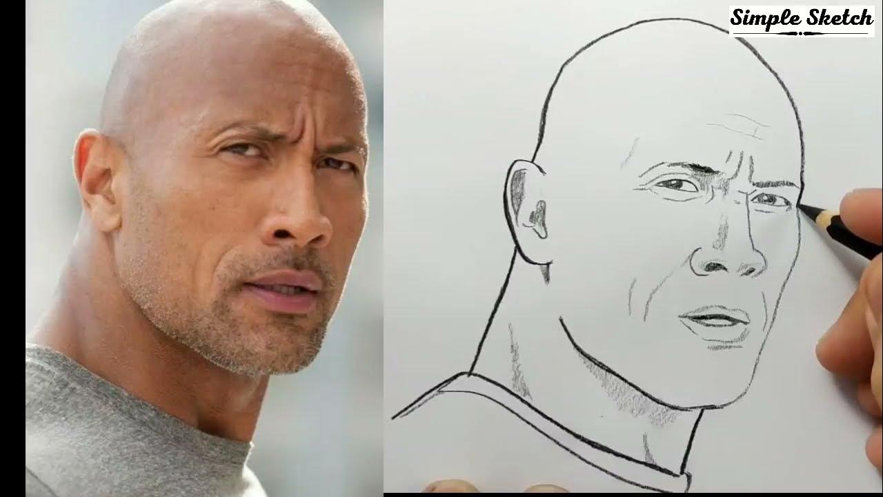 VERY EASY, how to draw the rock dwayne johnson / simple sketch YouTube