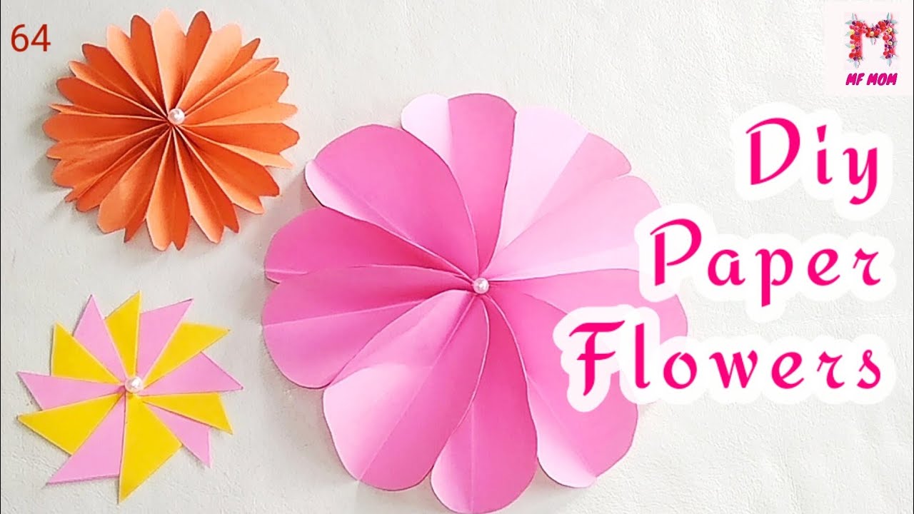 3 Different Types Of Paper Flowers Paper Crafts In Malayalam School 