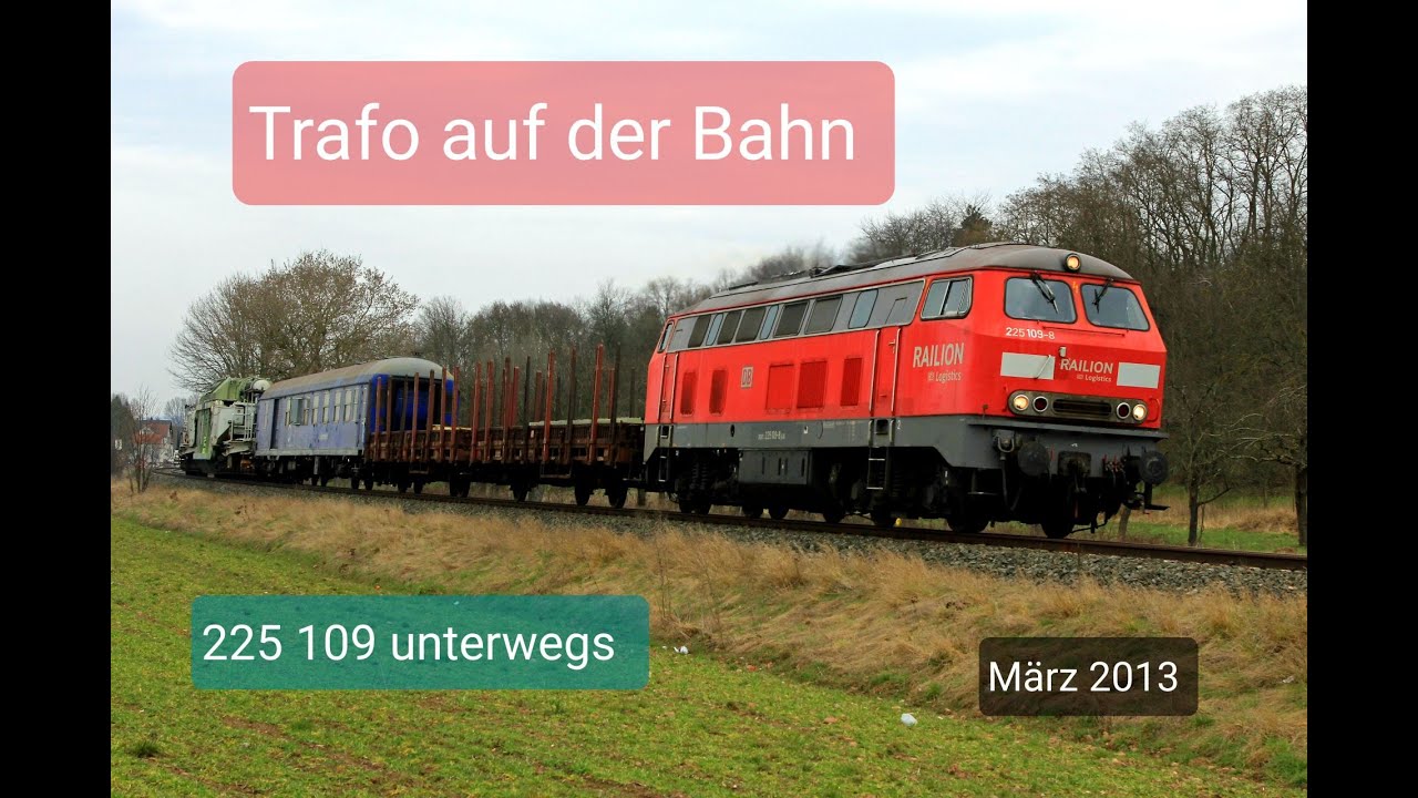 Diesellok - Trafotransport mit DB 225 109 auf der Maintalbahn - März 2013 
