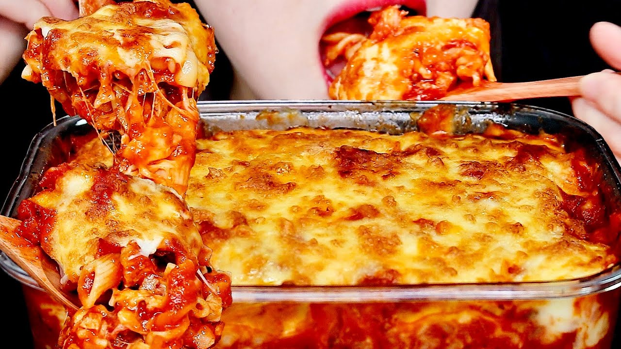 ASMR CHEESE BAKED PASTA MUKBANG EATING SOUNDS NO TALKING