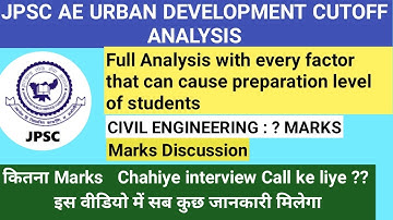 JPSC AE URBAN DEVELOPMENT CUTOFF MARKS ANALYSIS  || Civil Engineering