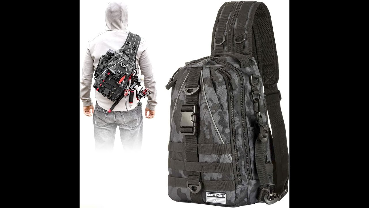 Ghosthorn Fishing Backpack Tackle Sling Bag Fishing Backpack with Rod