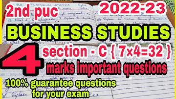 2nd puc business studies important questions for exam 2022-23 100% guarantee  32 marks guarantee