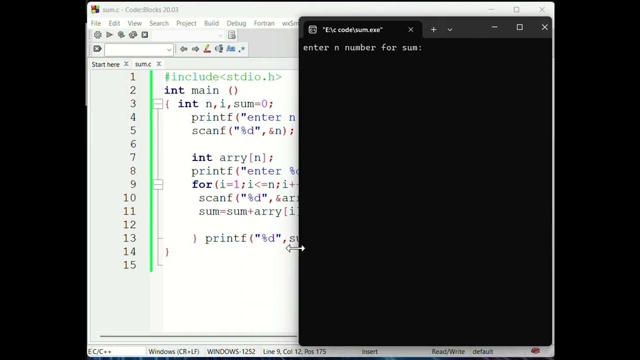 basic code no-03 || C Programming: Calculate Sum of Array Elements ...