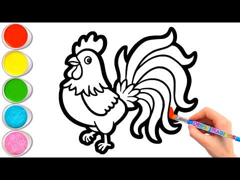 🌿🐓🌿 Let's Learn How to Draw a Majestic Rooster 🎨 Animal Coloring for Kids #308