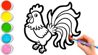 🌿🐓🌿 Let's Learn How to Draw a Majestic Rooster 🎨 Animal Coloring for Kids #308 screenshot 2