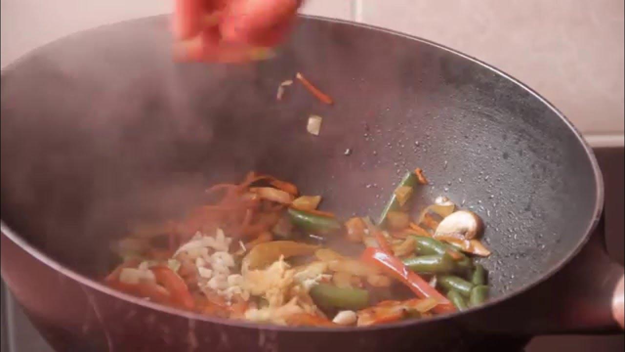 Китайская лапша удон с креветками, китайская еда рецепты - YouTube