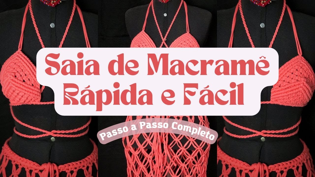 DIY:  MACRAME PASSO A PASSO Tutorial Macrame  Skirt Saída de Praia,  Macrame Beach