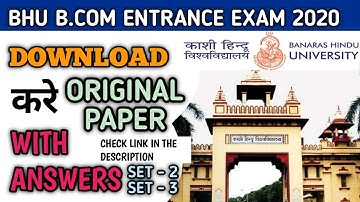 BHU B.COM ORIGINAL QUESTION PAPER 2020 || WITH ANSWERS ||  SET - 2 & SET - 3 || DOWNLOAD