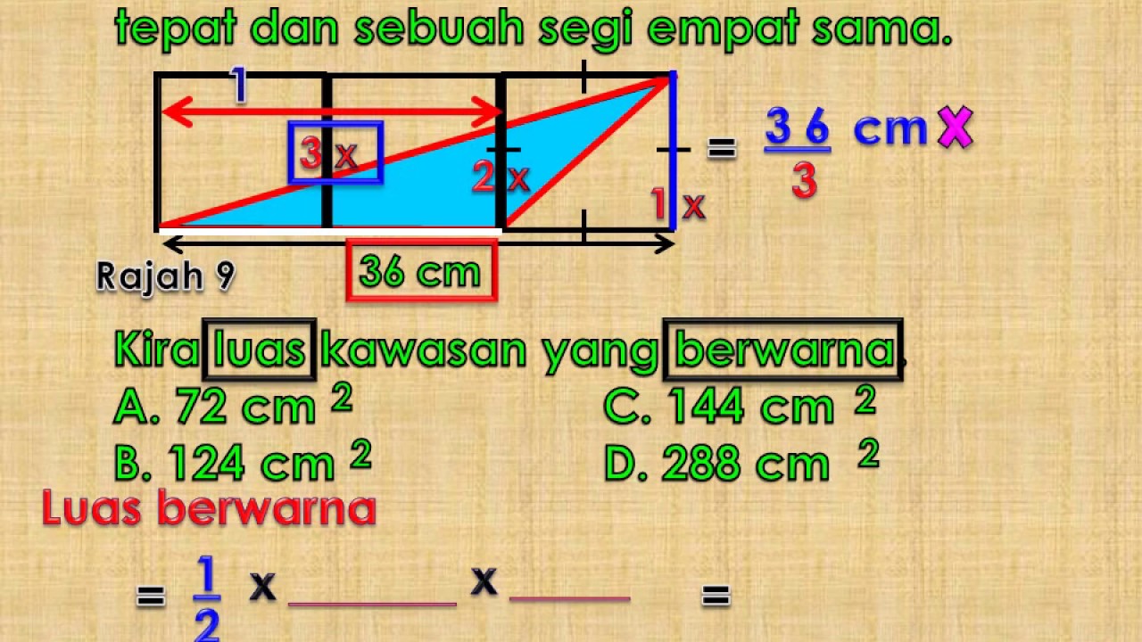 Tahun 6 Mencari Luas Kawasan Berlorek Youtube
