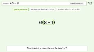 Master Order of Operations: Solve 6(8-1)