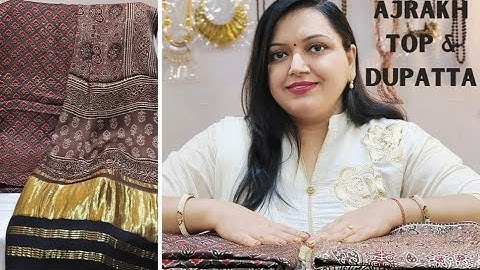 Ajrakh Modal Silk Natural Dyed Top & Dupatta with Lagdi Patta 9804594021 #fashion #ajrakh Handblock
