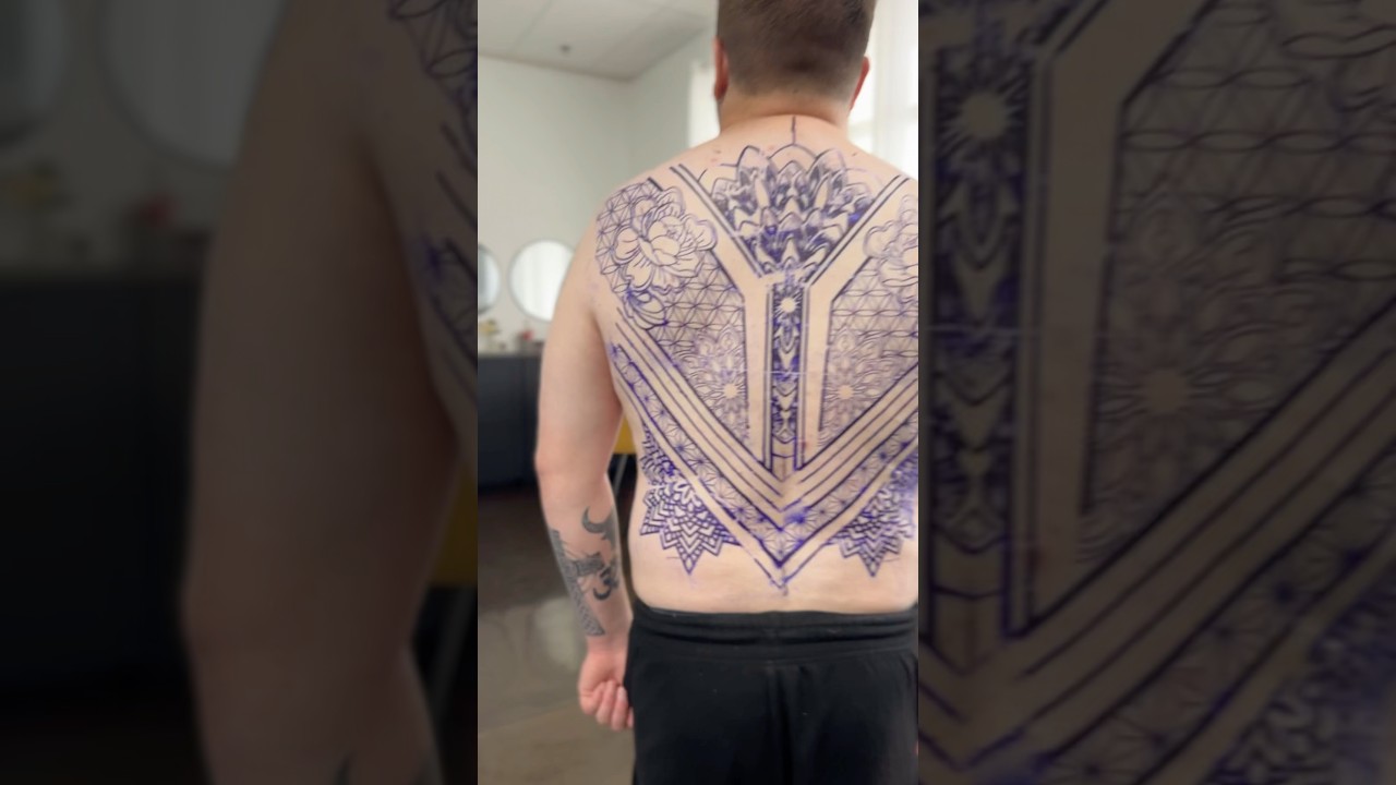 Mandala ornamental full back tattoo. Part 1. 