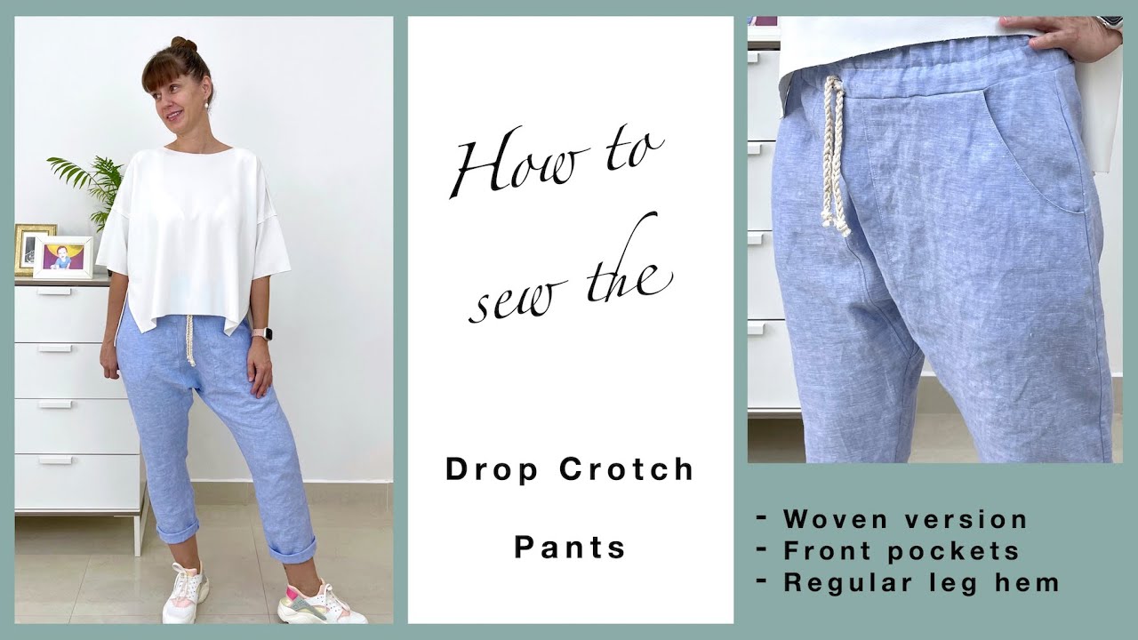Womens Denim Drop Crotch Pants Washed Loose Jean Wide Legs Harem Trousers  Casual | eBay