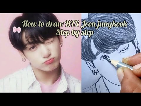 How to draw Jeon jungkook 😍 BTS jk drawing tutorial ✨#fanart#bts#kpop#drawing