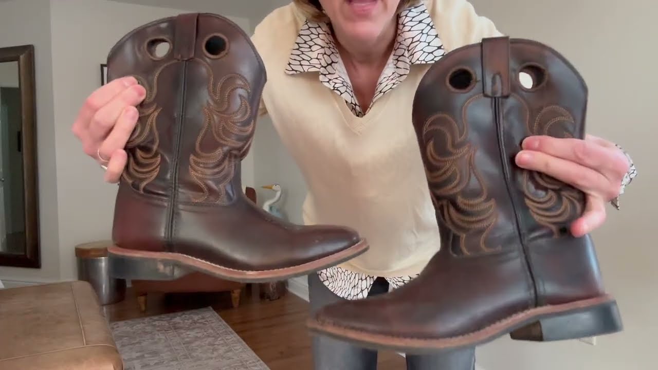Ковбойские сапоги Smoky Mountain с квадратным носком и прошитыми штанинами — распаковка и примерка.