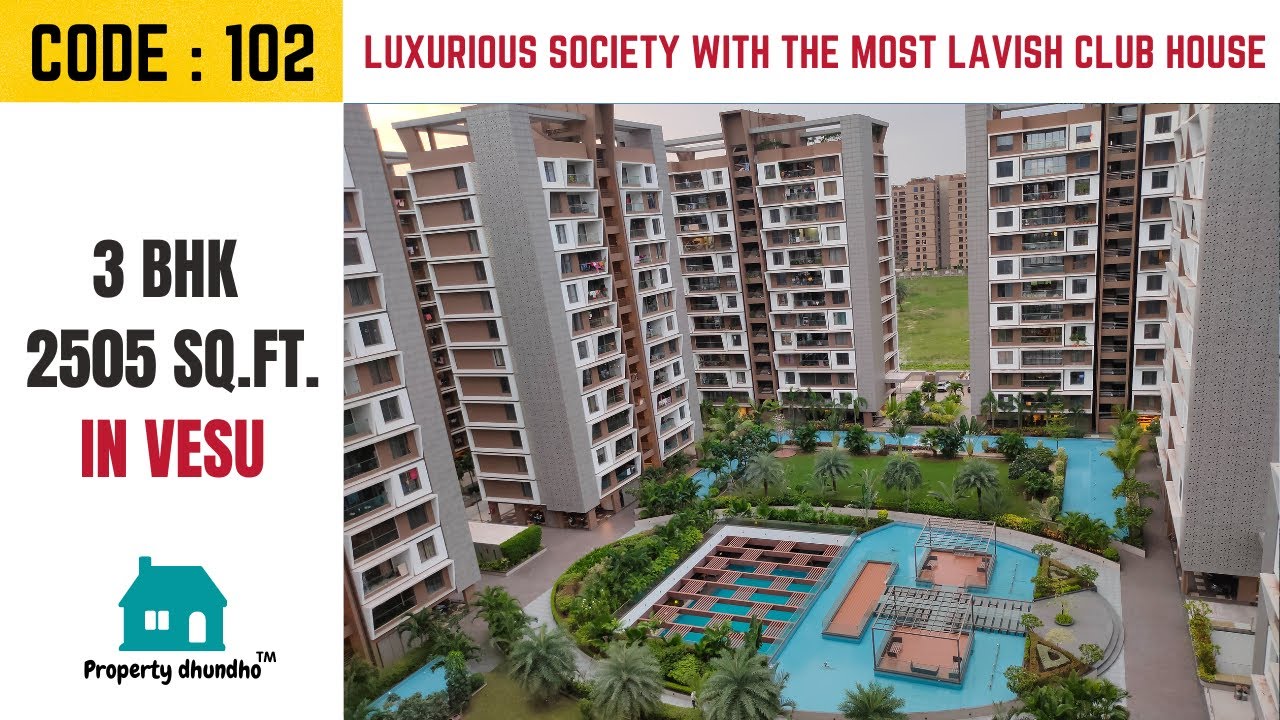 3BHK FLAT FOR SALE IN ONE OF THE MOST LUXURIOUS SOCIETIES IN VESU! 1.85
