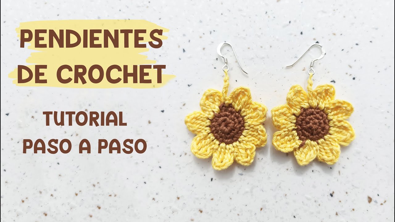 DIY Pendientes de Girasoles de Crochet ♥ paso a paso,  NIVEL FÁCIL