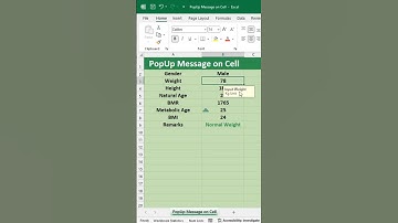 Show Popup Info in Excel #Shorts