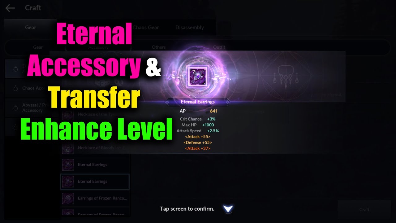 Black Desert Mobile Eternal Accessory & Transfer Enhance Level